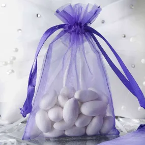 10 Pack 4"x6" Purple Organza Drawstring Wedding Party Favor Gift Bags