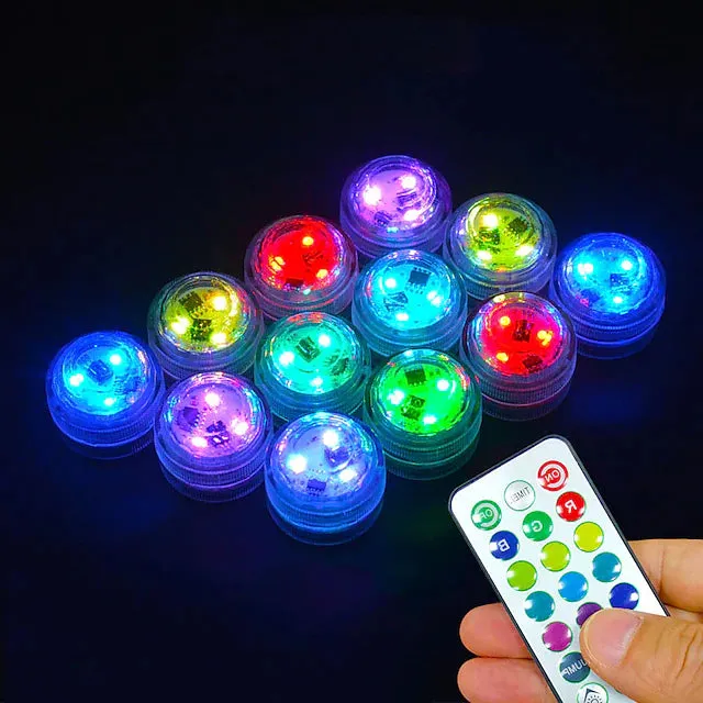 12-Piece: LED RGB Diving Light Remote Control Decorative Light