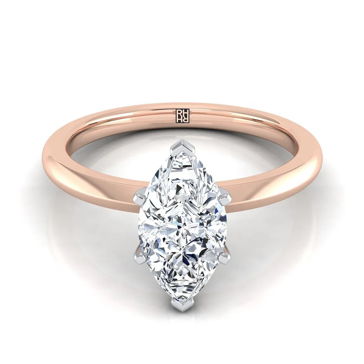 14K Rose Gold Marquise   Petite Knife Edge Solitaire Engagement Ring