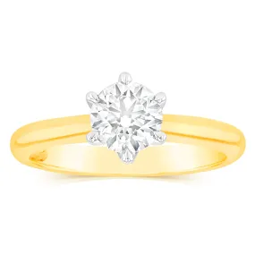 18ct 0.70 Carat Diamond Solitaire Ring with 6 Claw Knife Edge Setting