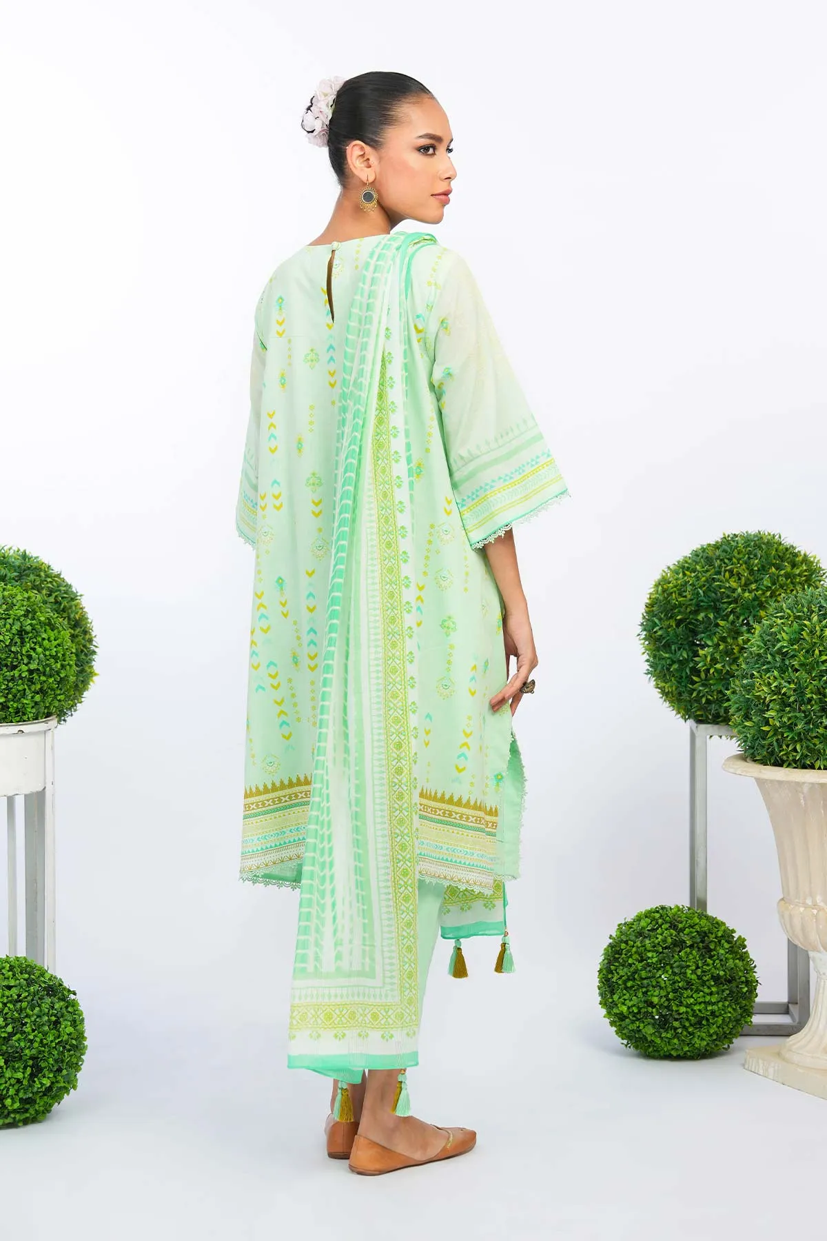 2 Pc Embroidered Lawn Suit With Cotton Net Dupatta