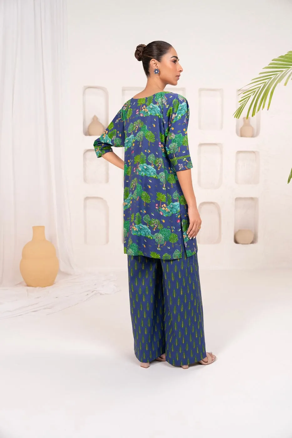 2 Pc Embroidered Lawn Viscose Suit With Lawn Viscose Trouser