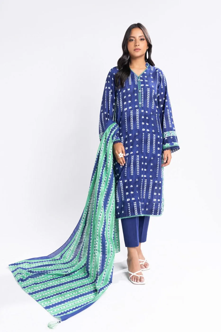 2 Piece Printed Cambric Suit with Lawn Dupatta