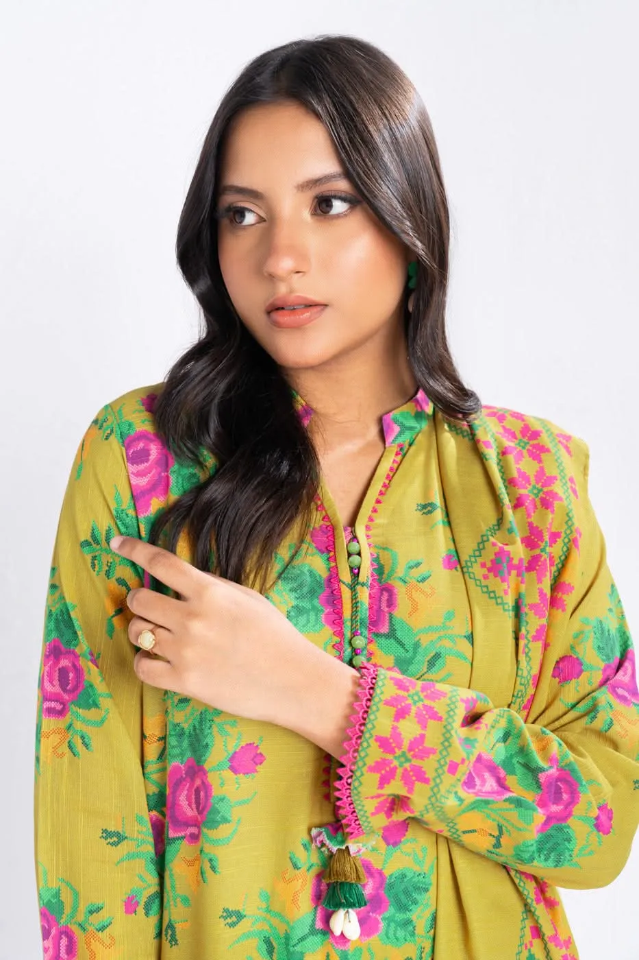 2 Piece Printed Cambric Suit with Lawn Dupatta