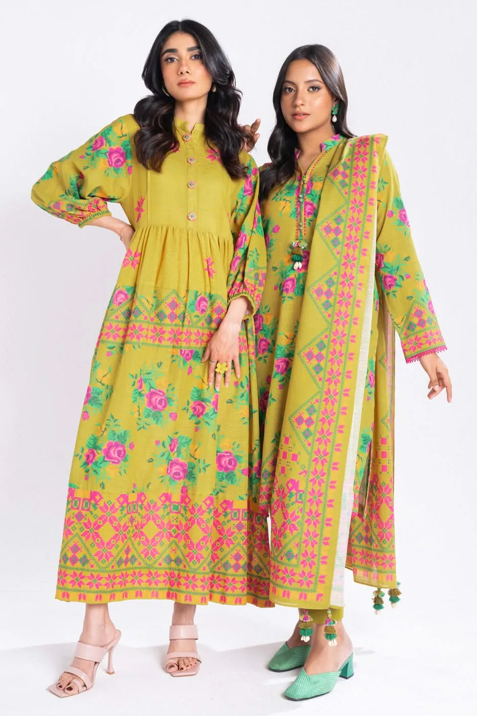 2 Piece Printed Cambric Suit with Lawn Dupatta