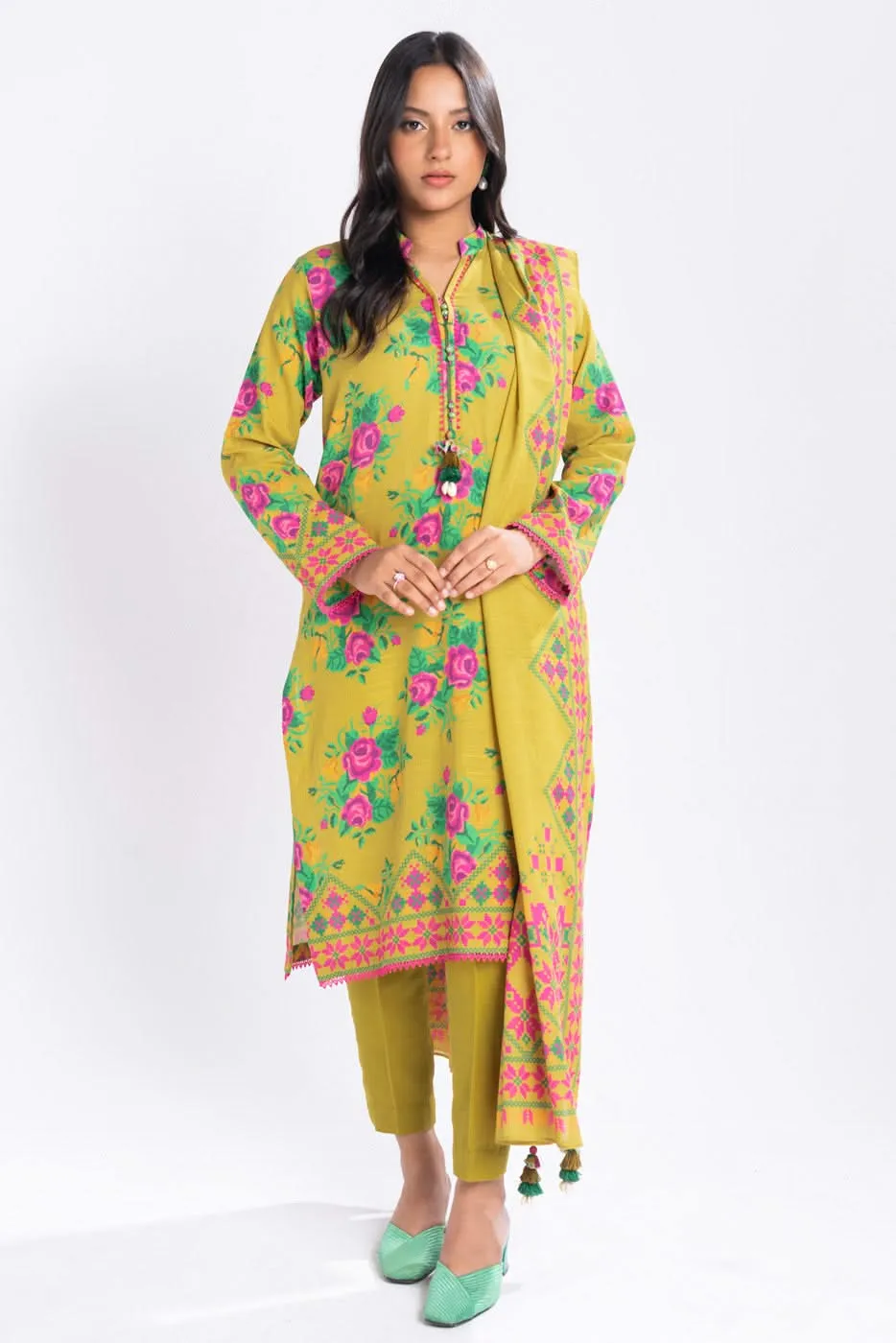 2 Piece Printed Cambric Suit with Lawn Dupatta