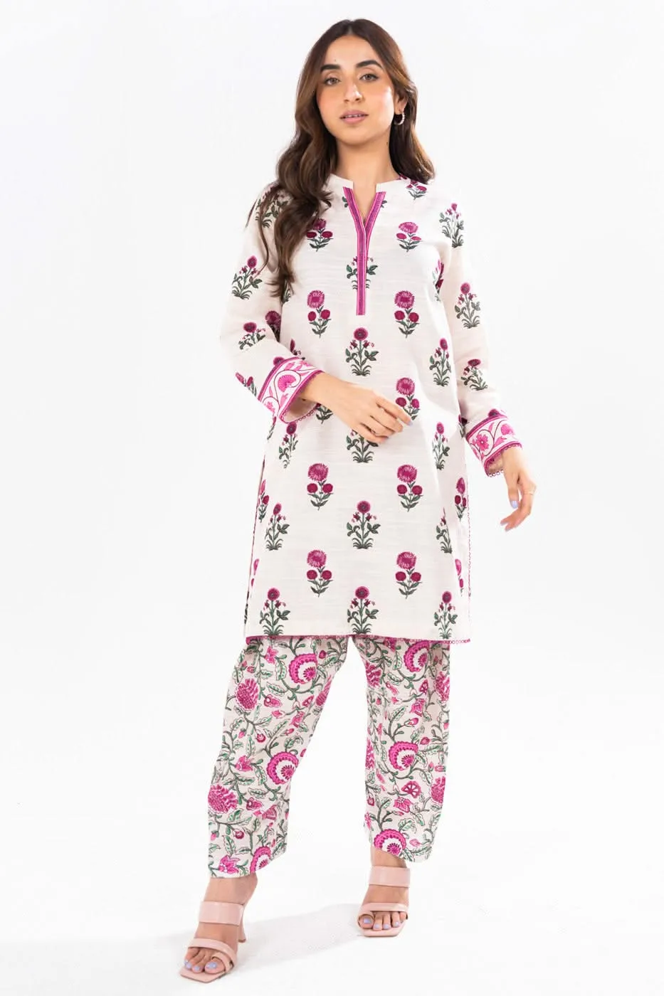 2 Piece Printed Khaddar Suit With Khaddar Trouser