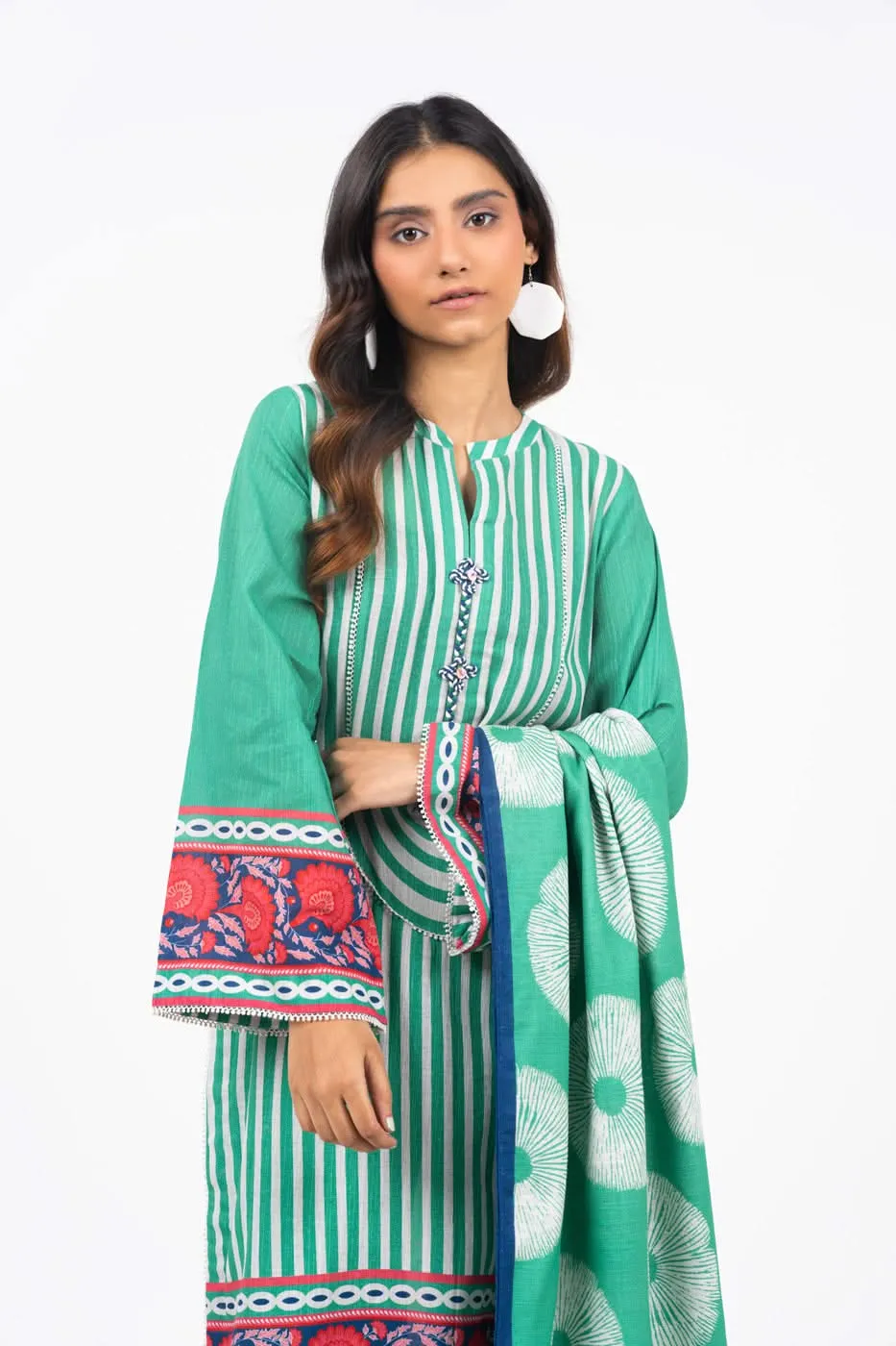 2 Piece Printed Khaddar Suit With Light Khaddar Dupatta