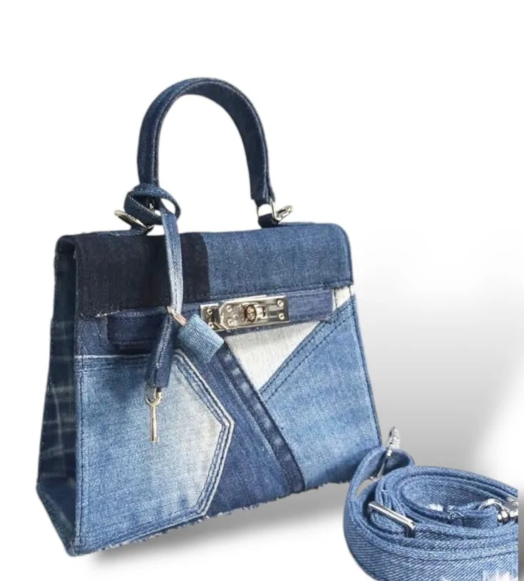 25cm Denim Kelly Bag