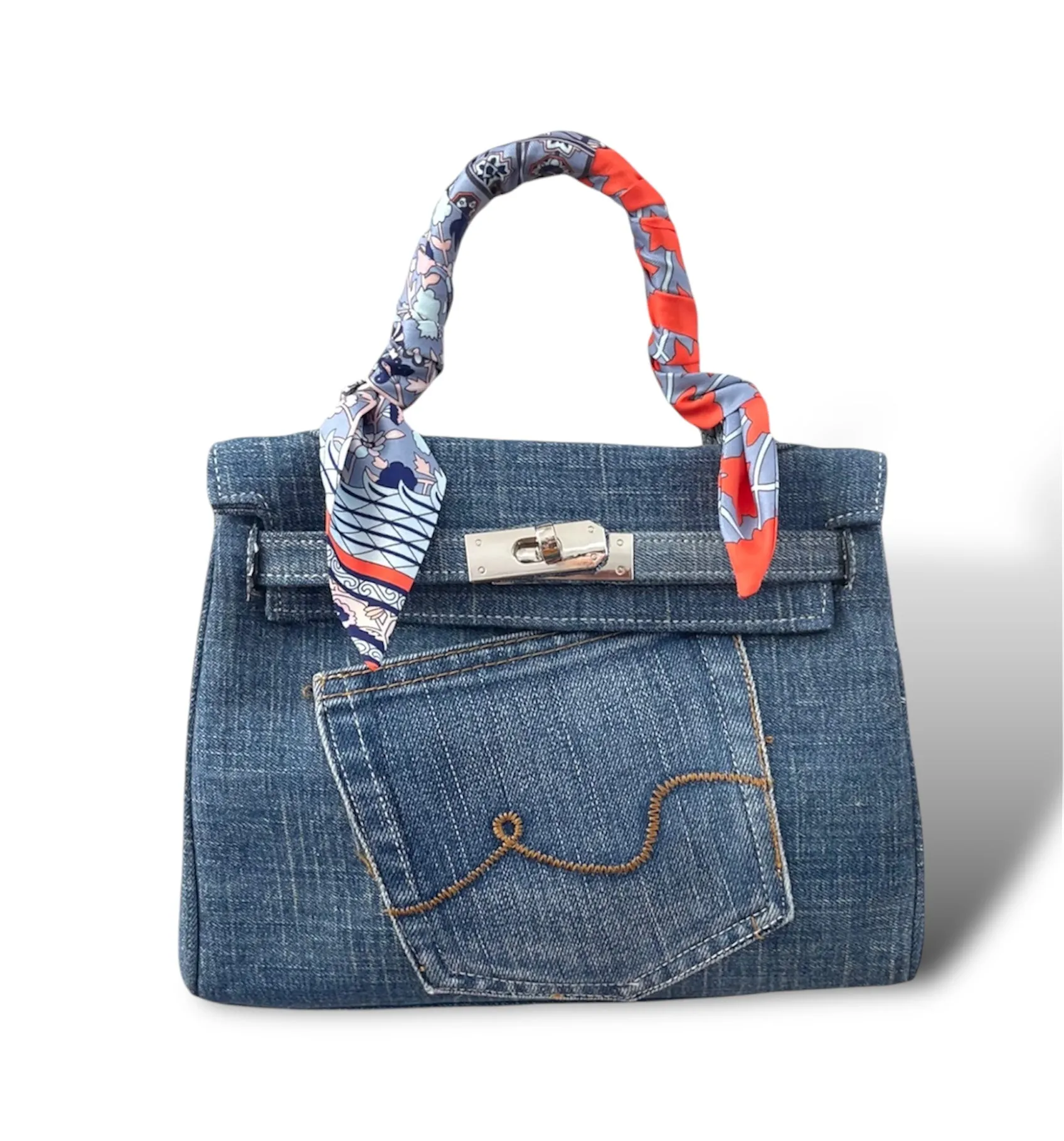 25cm Denim Kelly Bag