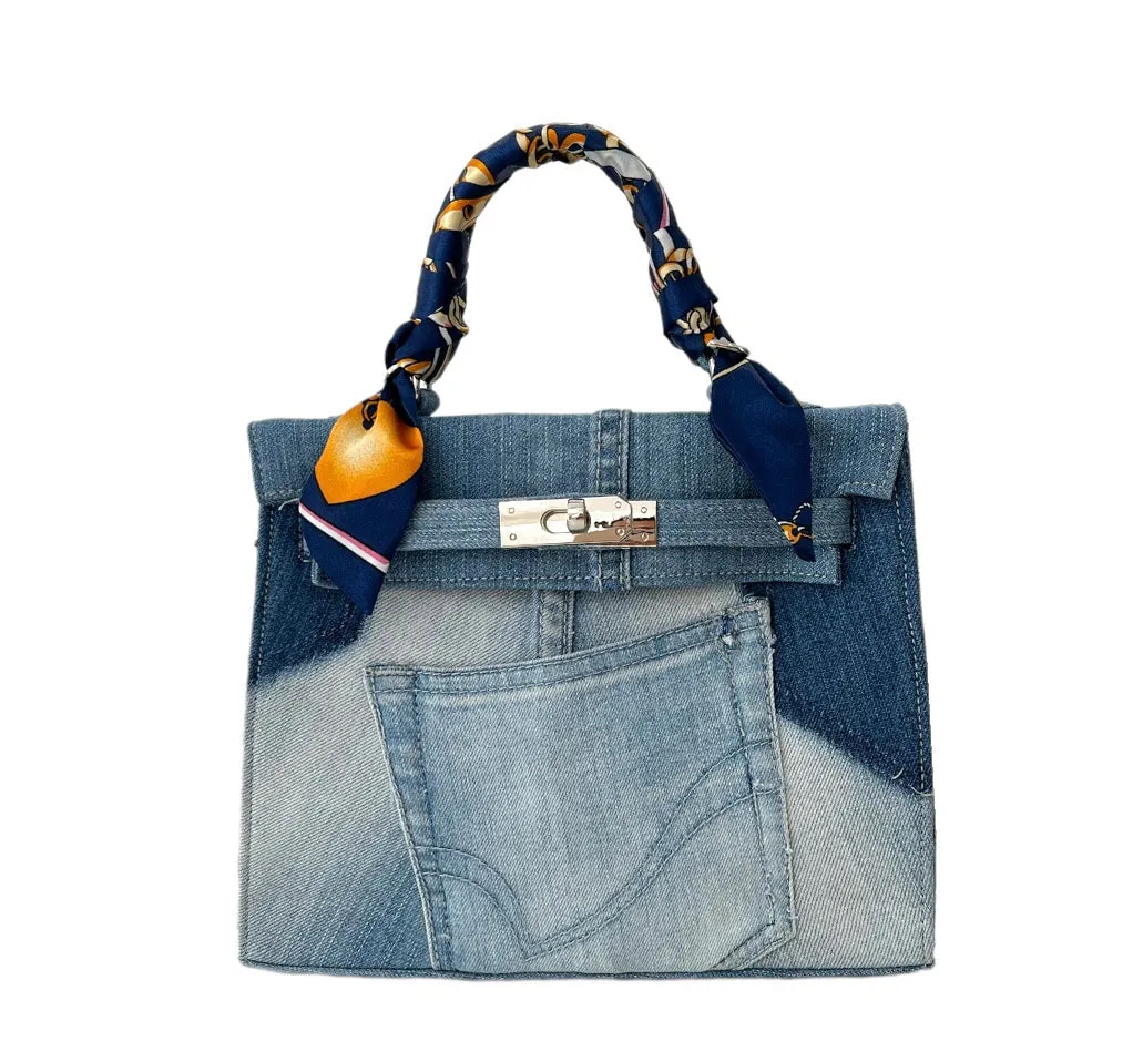 25cm Denim Kelly Bag