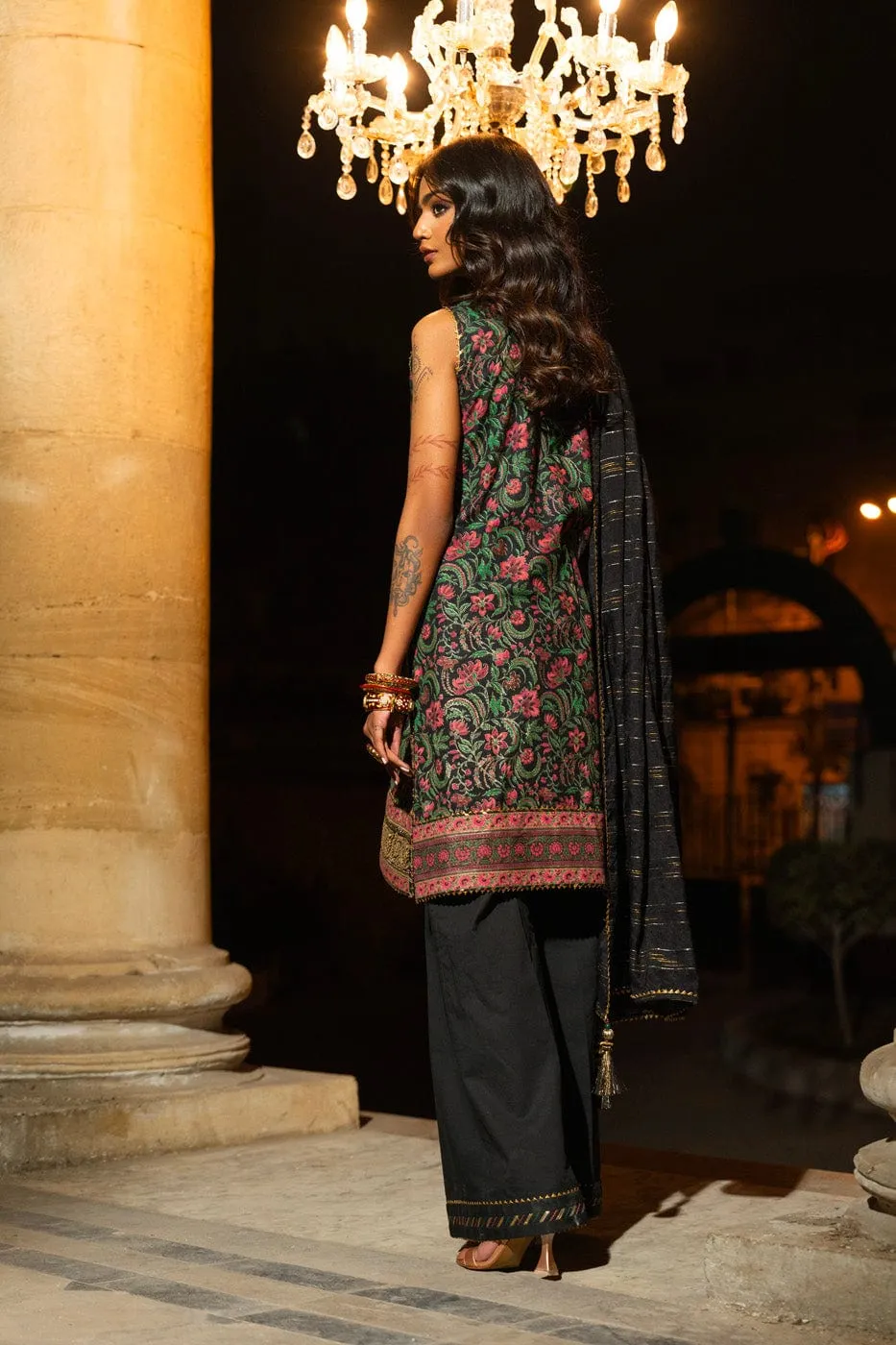 3 Pc Embroidered Dobby Lawn Suit With Fancy Dupatta