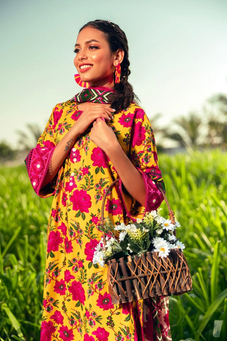 3 Pc Embroidered Lawn Suit With Lawn Dupatta