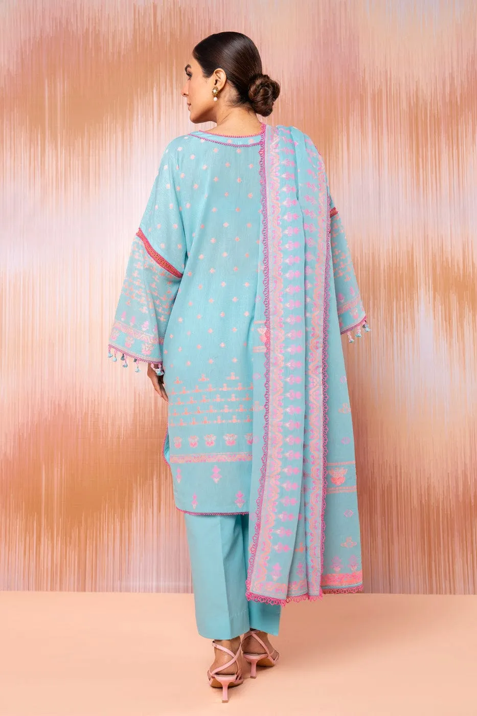 3 Pc Jacquard Suit With Jacquard Dupatta