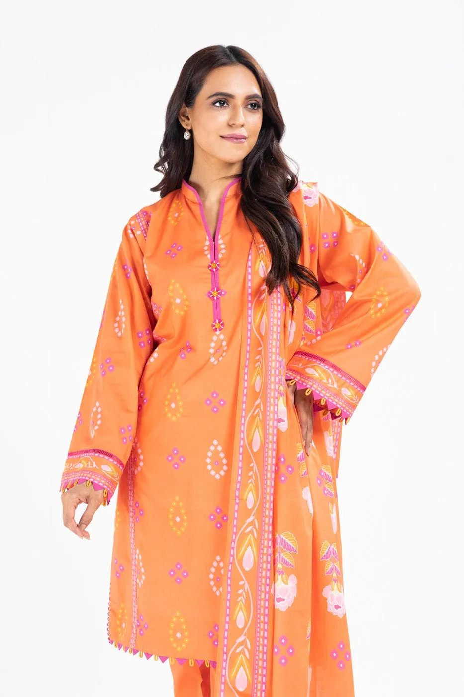 3 Pc Printed Lawn Suit With Lawn Dupatta