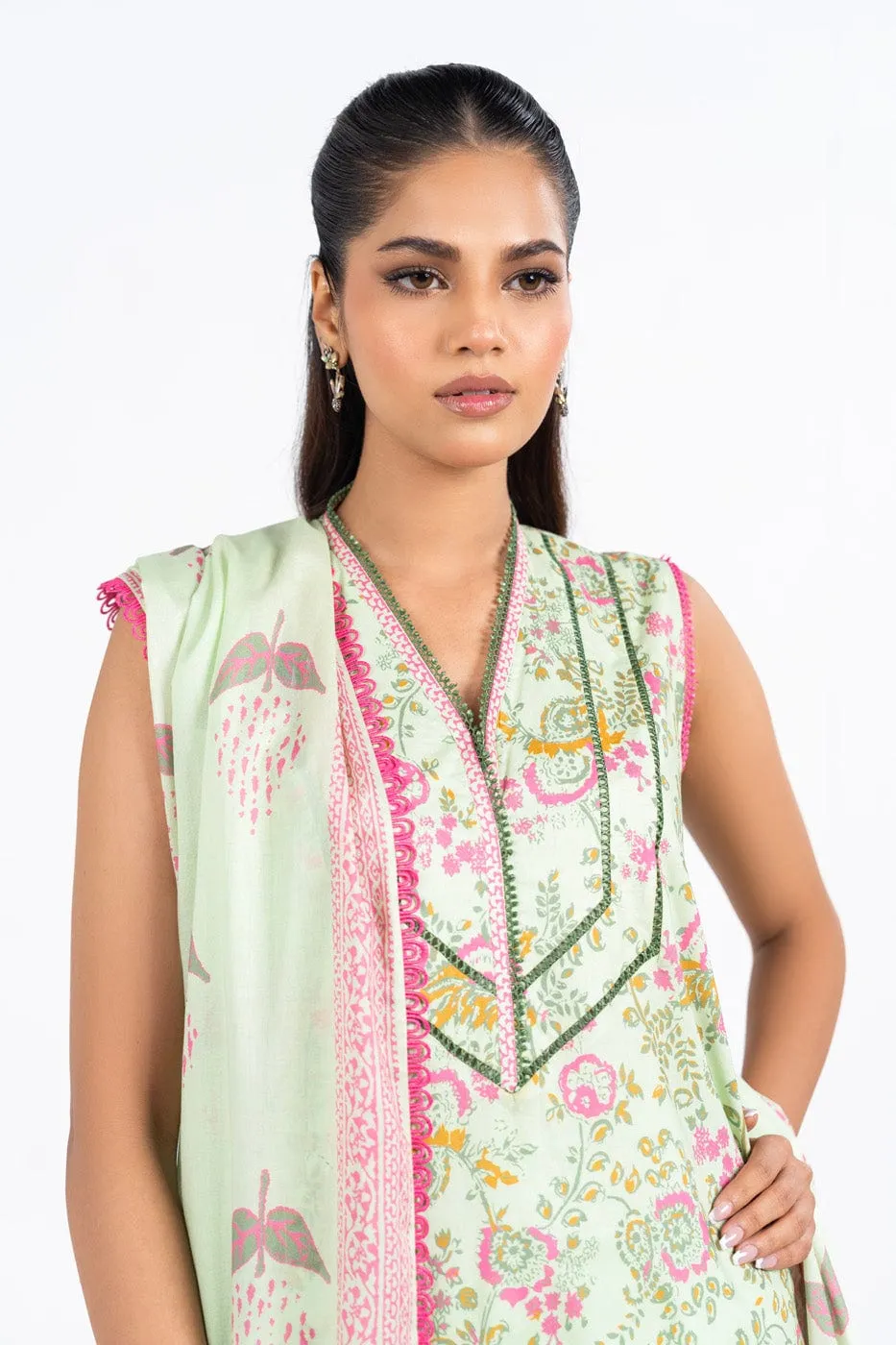 3 Pc Printed Lawn Suit With Lawn Dupatta