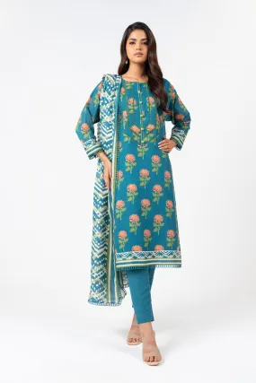 3 Pc Printed Lawn Suit With Printed Lawn Dupatta