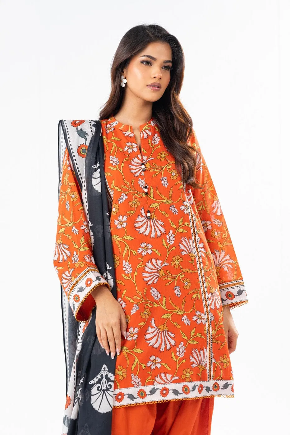 3 Pc Printed Lawn Suit With Printed Lawn Dupatta