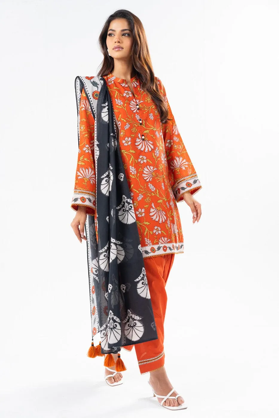 3 Pc Printed Lawn Suit With Printed Lawn Dupatta