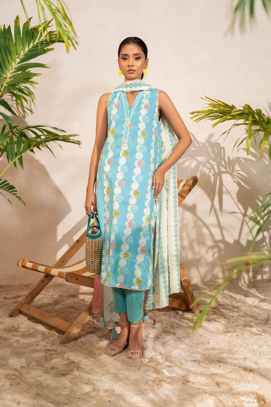 3 Pc Printed Poly Viscose Suit With Poly Viscose Dupatta