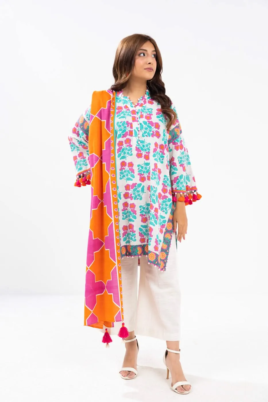 3 Piece Cambric Suit with Lawn Dupatta