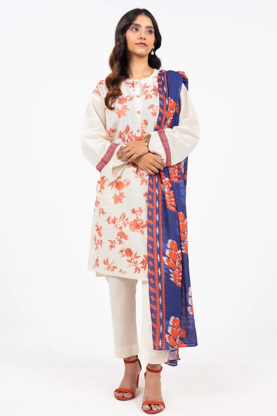 3 Piece Embroidered Viscose Suit With Pashmina Dupatta