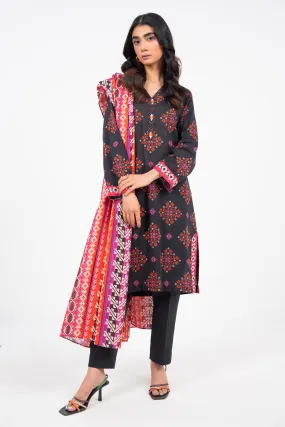 3 Piece Printed Khaddar Suit With Light Khaddar Dupatta