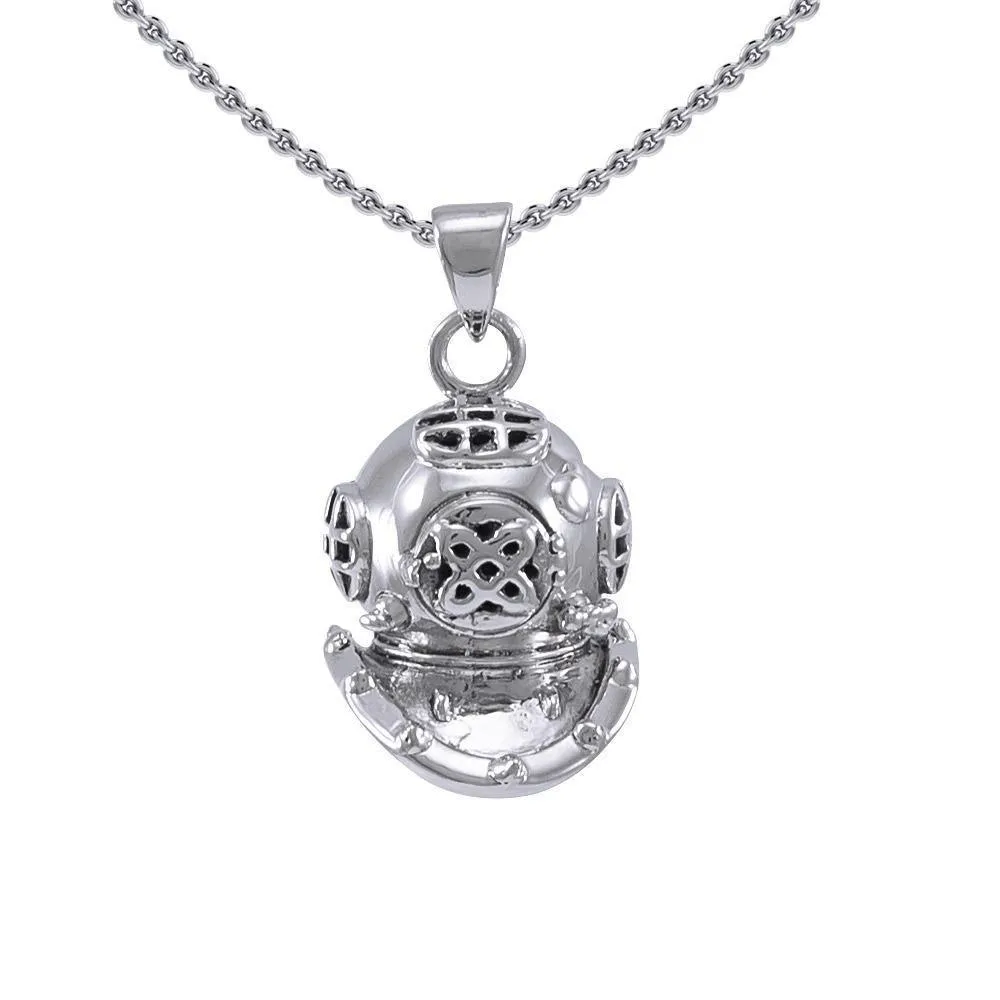 3D Dive Helmet ~ Sterling Silver Pendant  TP1021