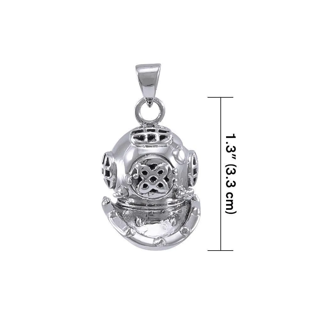 3D Dive Helmet ~ Sterling Silver Pendant  TP1021