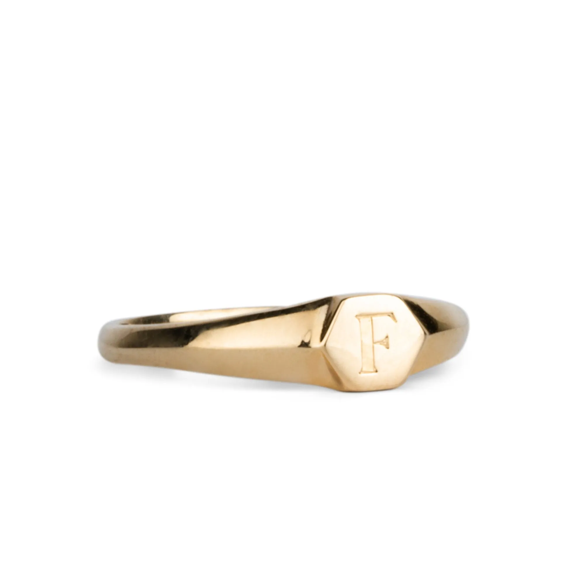 Astra Gold Signet Ring with Engraved Block Letter