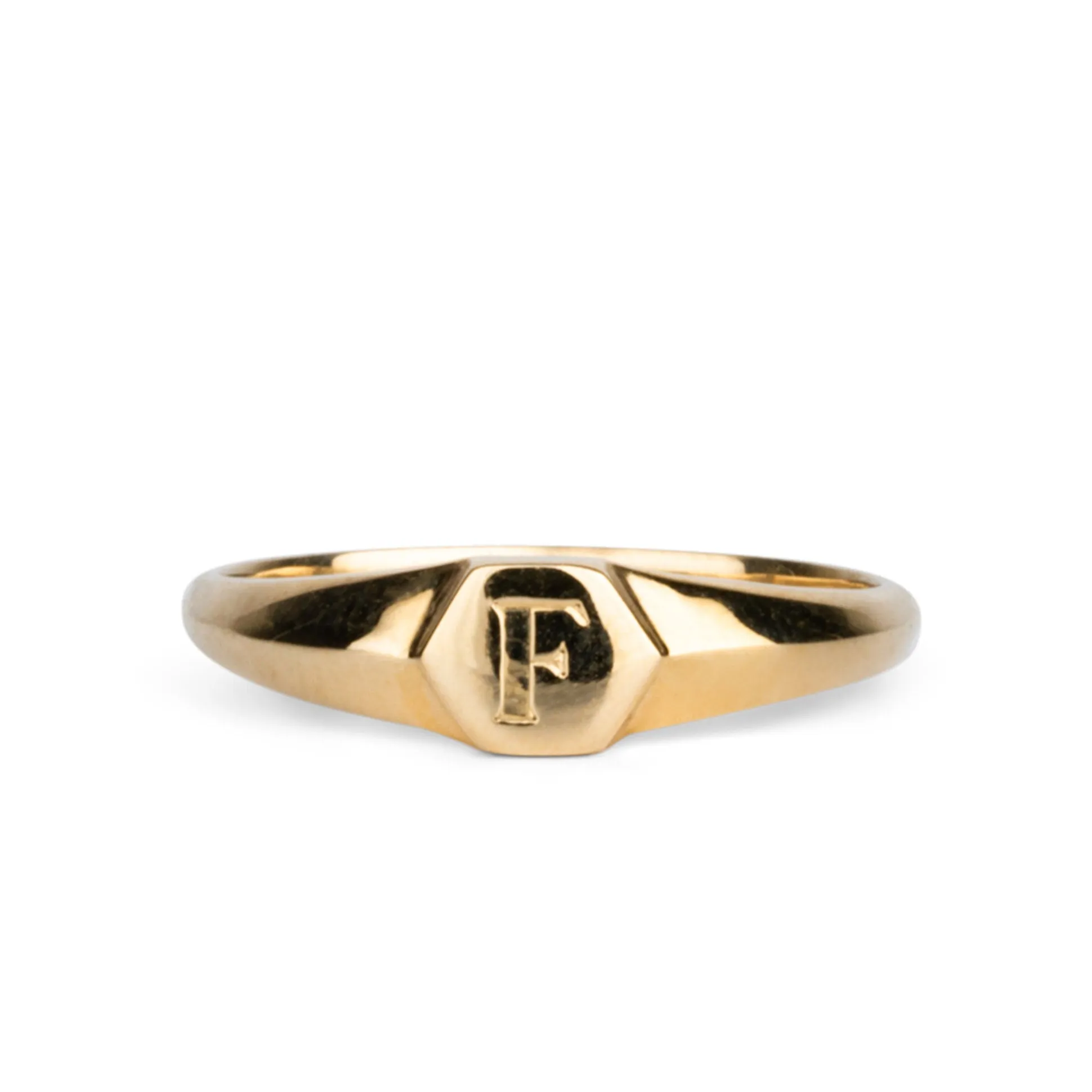 Astra Gold Signet Ring with Engraved Block Letter