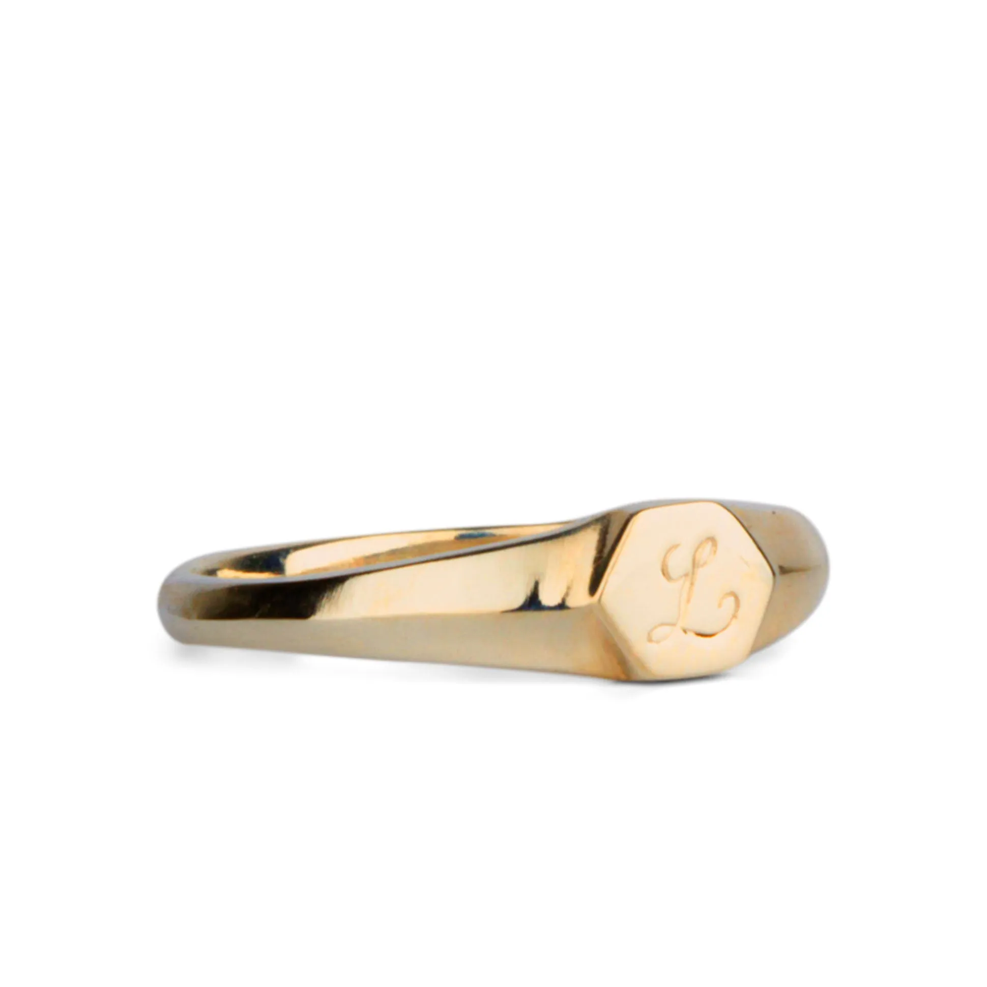 Astra Gold Signet Ring with Engraved Script Letter