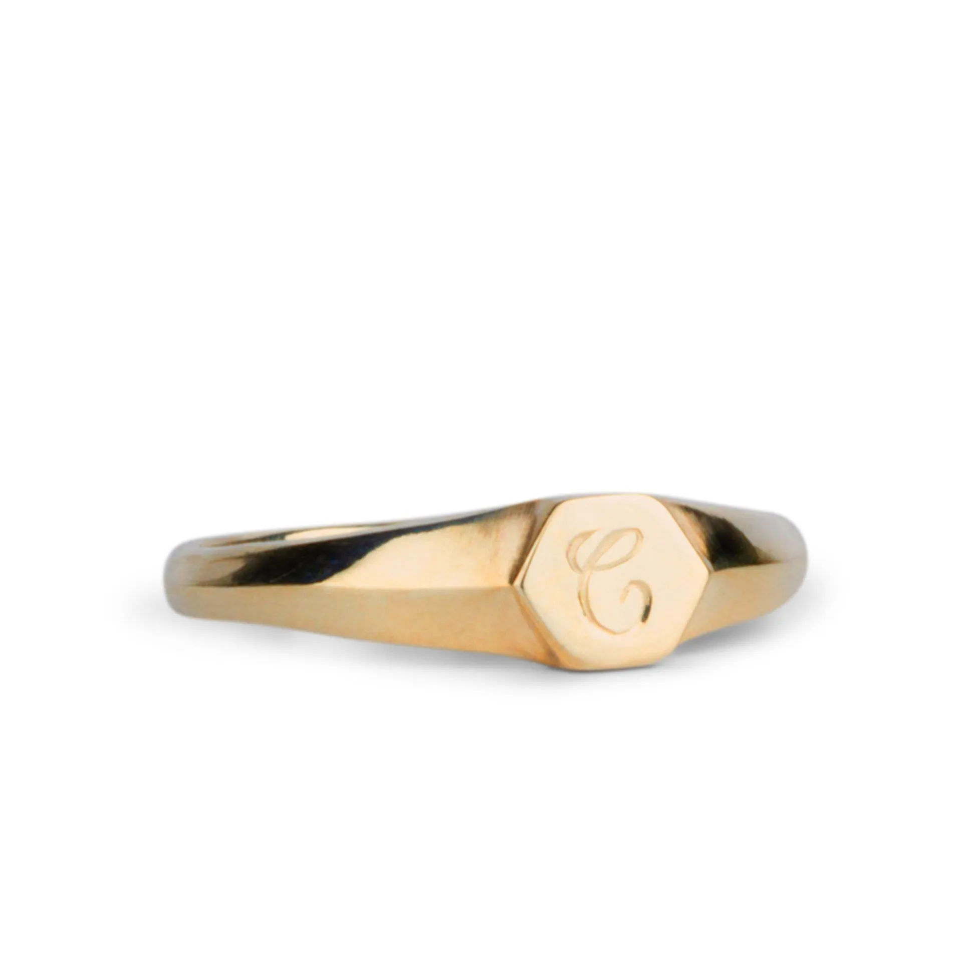 Astra Gold Signet Ring with Engraved Script Letter