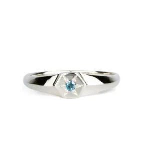 Astra Star Signet Ring - March - Aquamarine