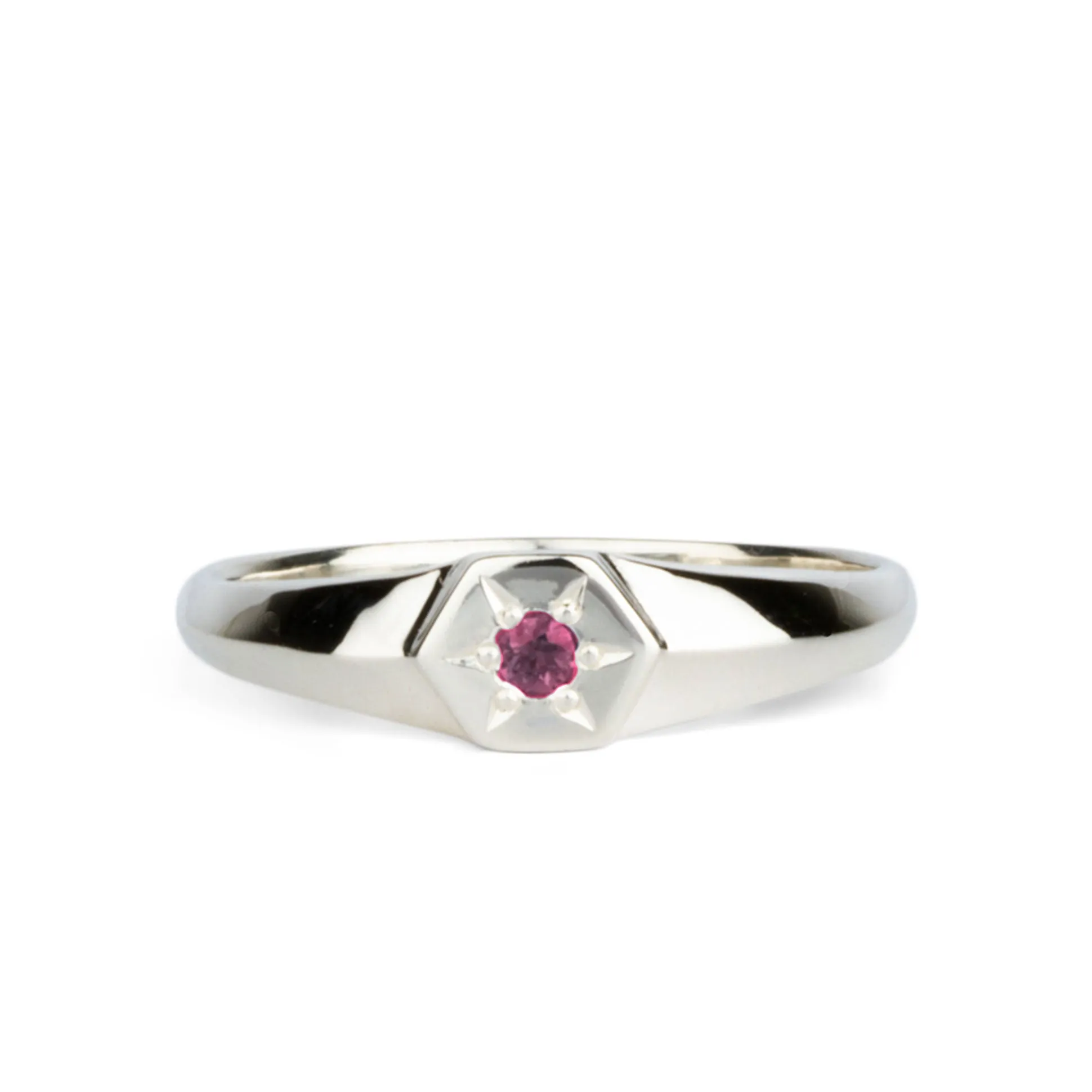 Astra Star Signet Ring - October - Pink Tourmaline