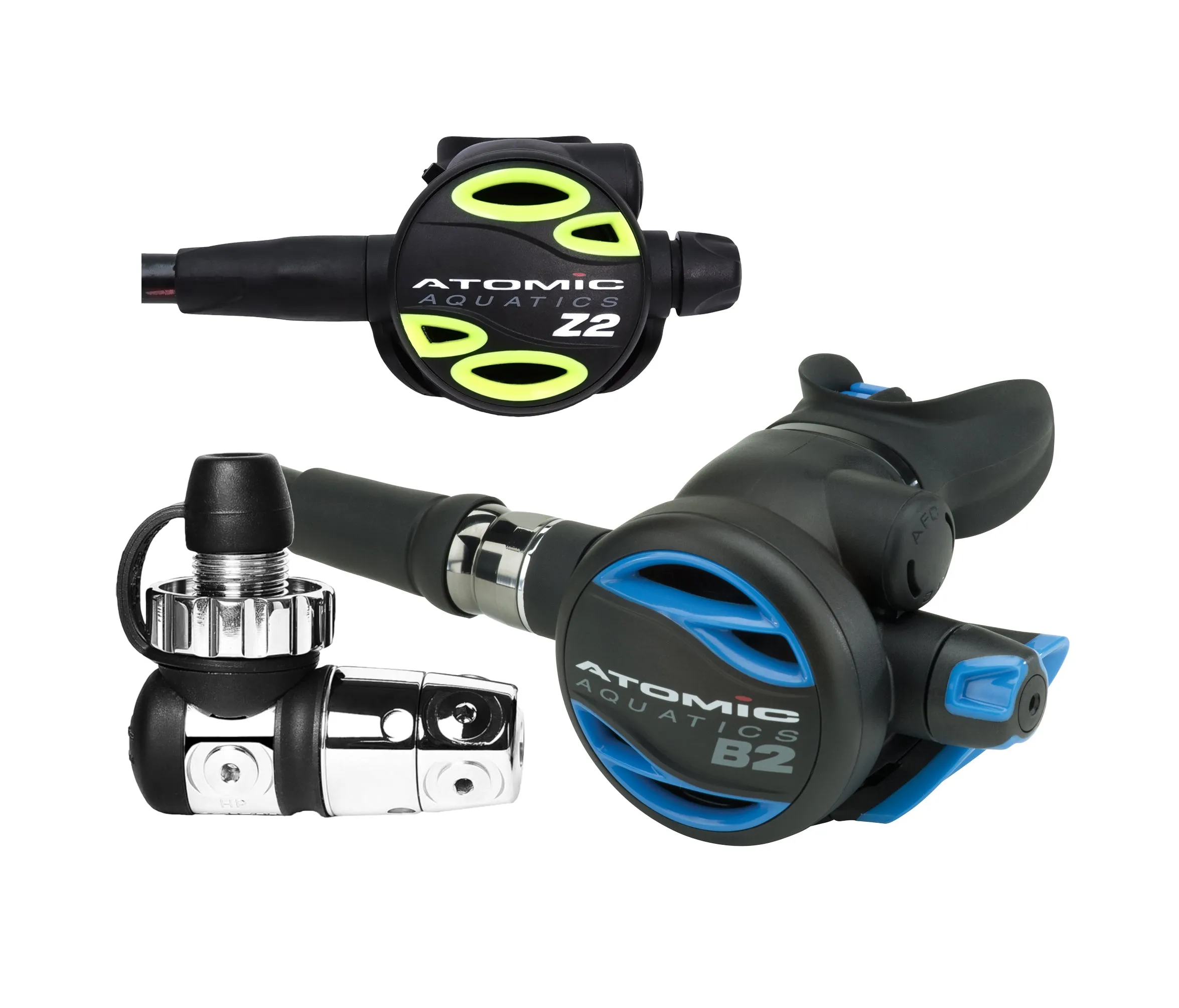 Atomic Aquatics B2 Regulator, DIN Sealed with Color Kit and Z2 Octo Scuba Diving Package