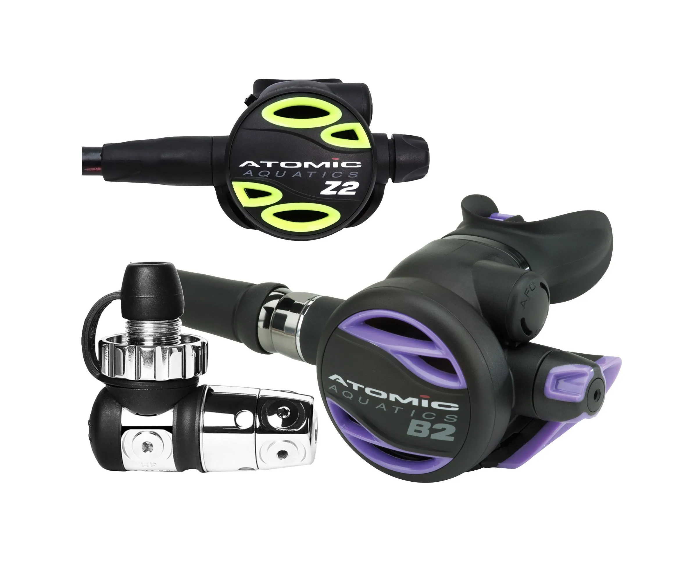 Atomic Aquatics B2 Regulator, DIN Sealed with Color Kit and Z2 Octo Scuba Diving Package