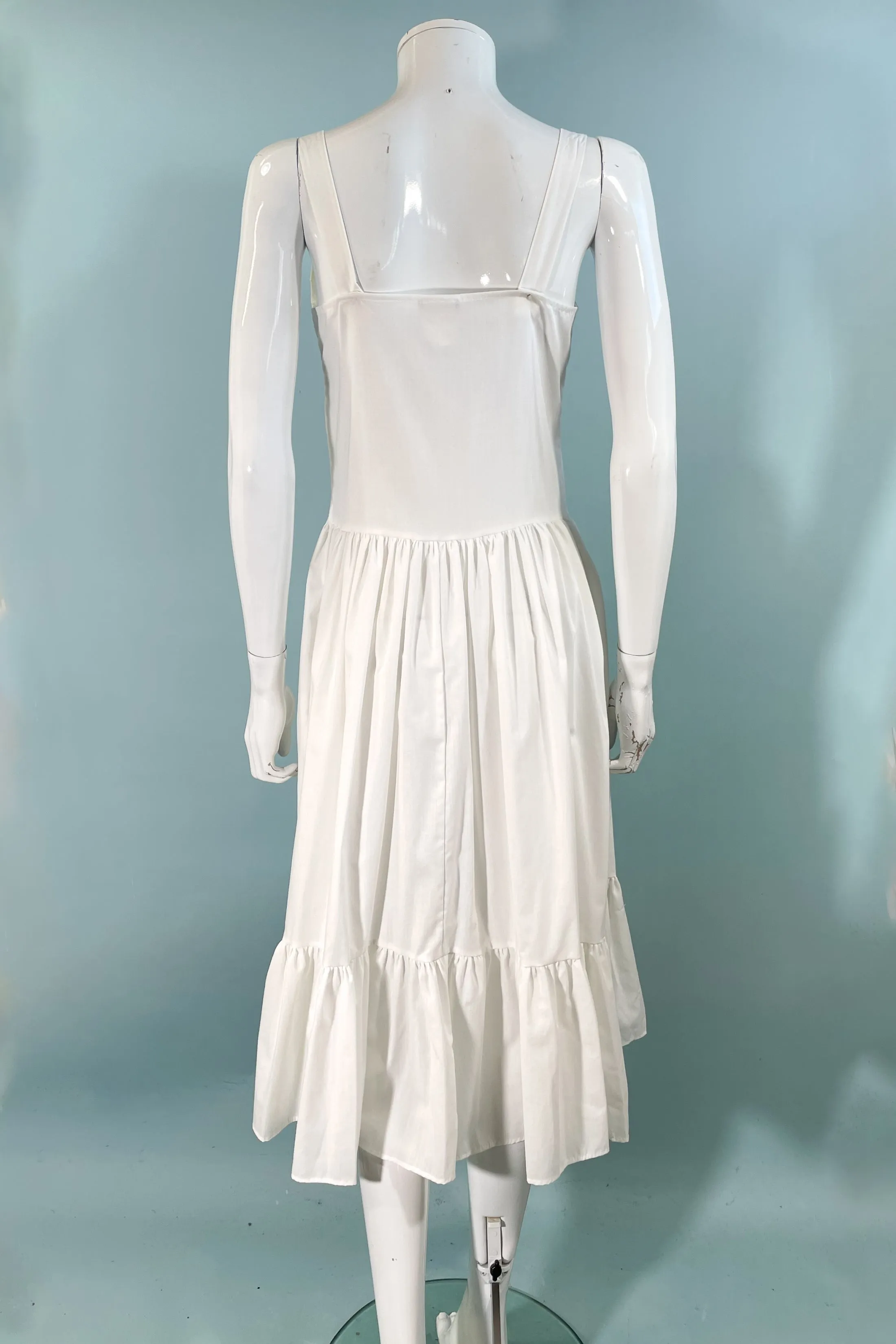 Avon Fashions Vintage White Summer Prairie Dress, Embroidered Collar SZ 7/8