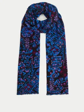 Baroque Arms Wool Silk Scarf | Purple