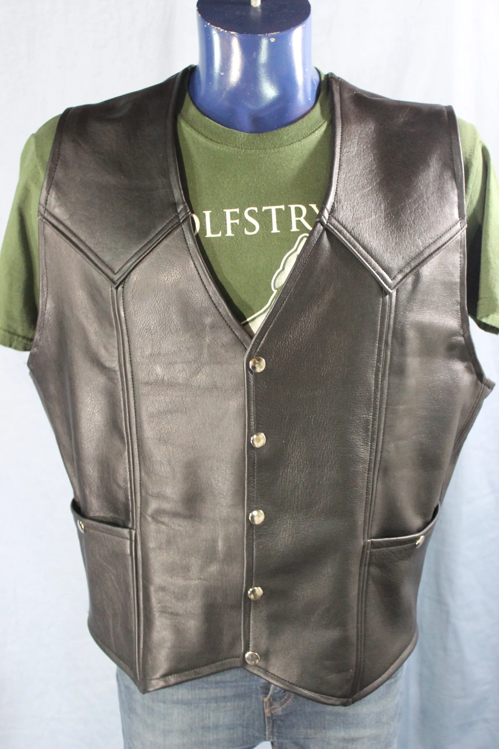 Black Leather Western Style Vest