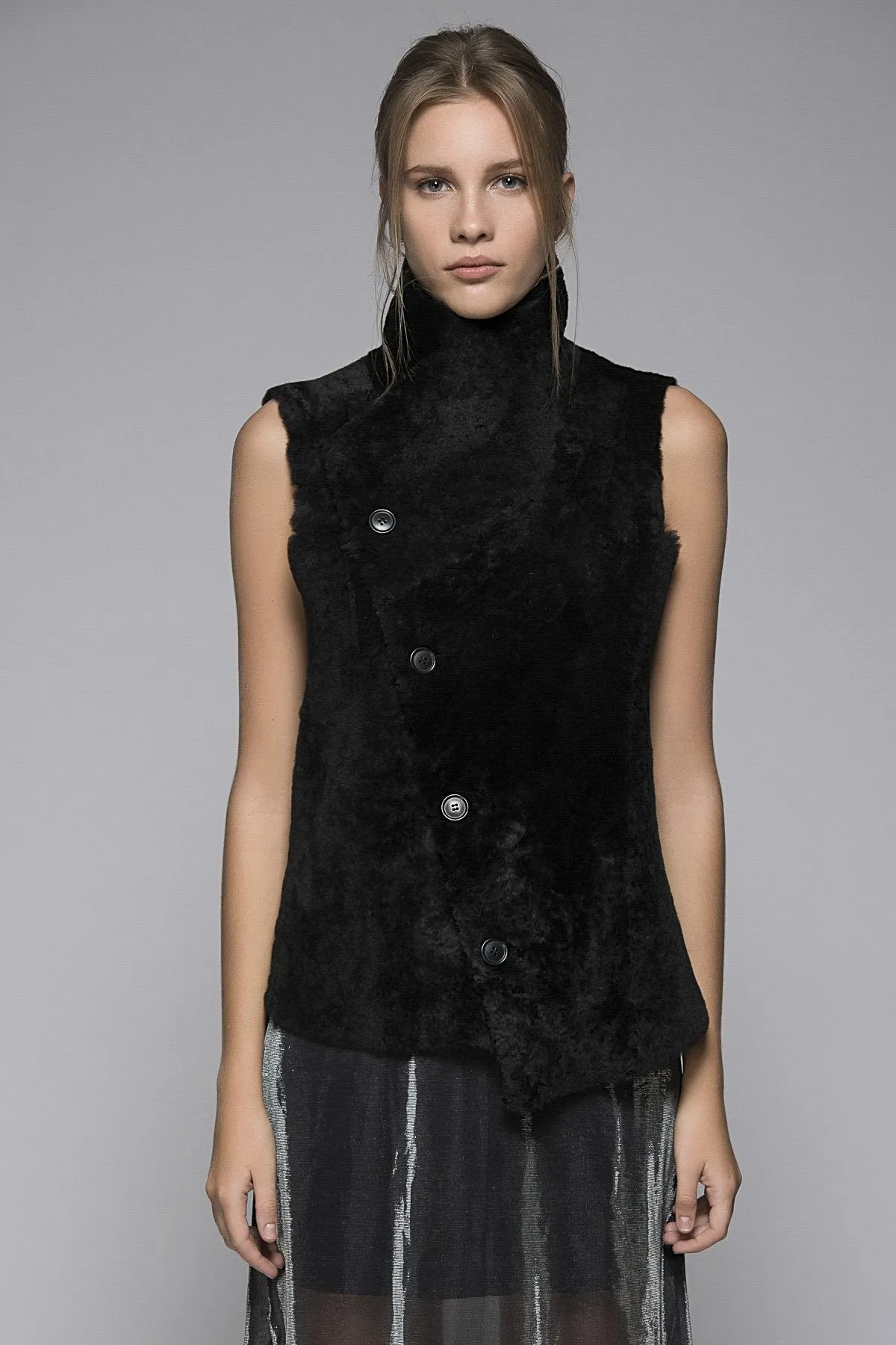 Black Shearling Vest