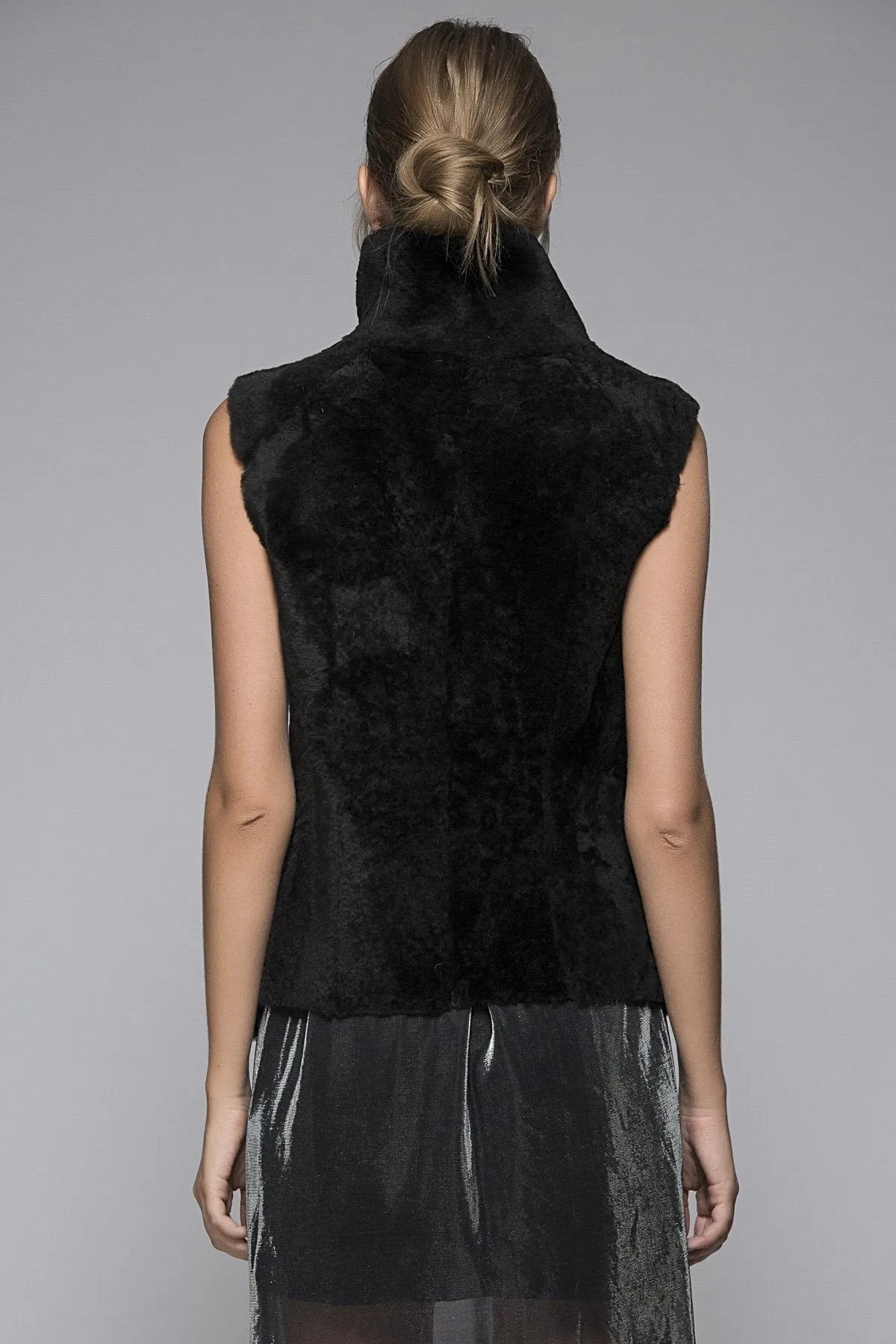 Black Shearling Vest