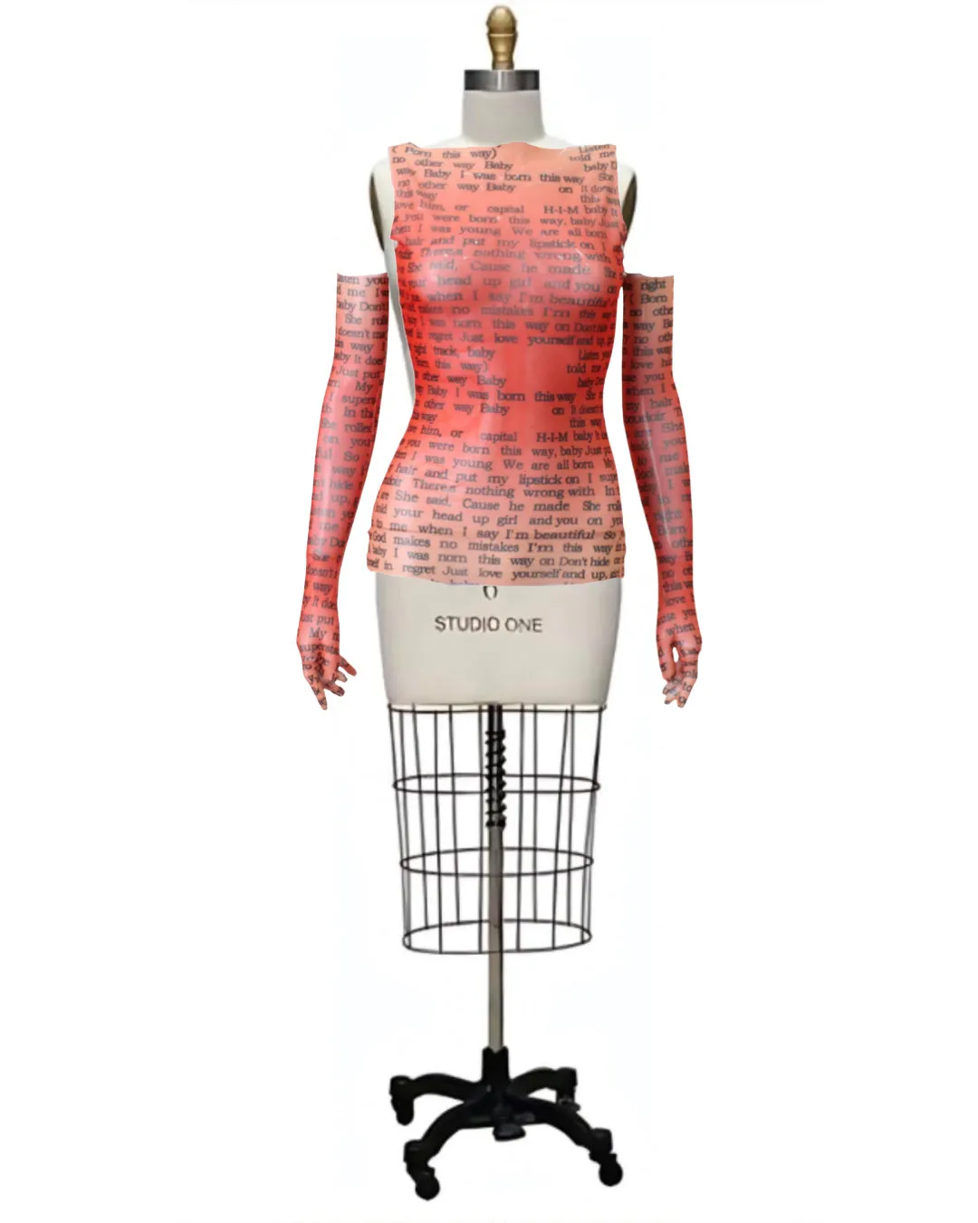 Born- Gaga Lyrics Mesh Sleeveless Shirt and Gloves 3 Color Ways