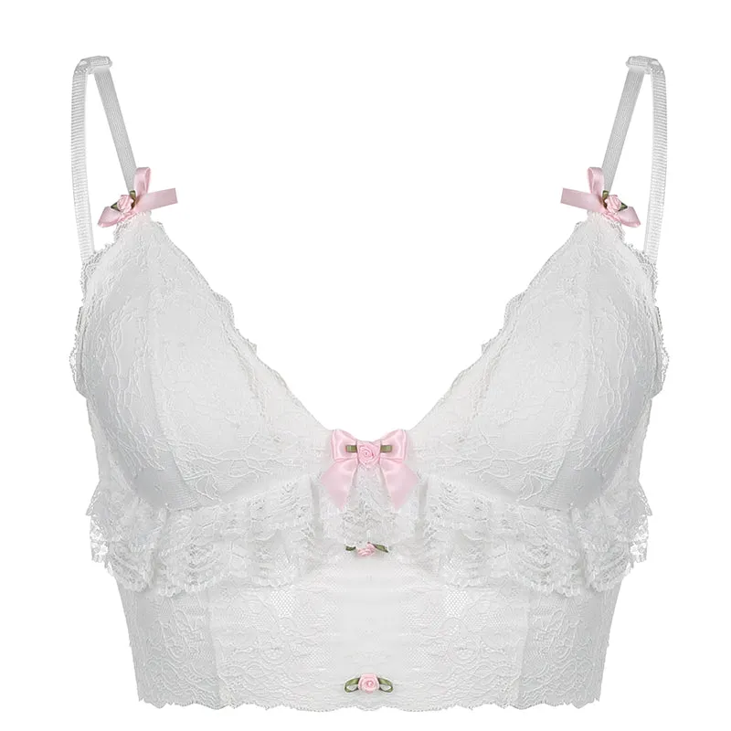 Bow Lace White Camisole PL52823