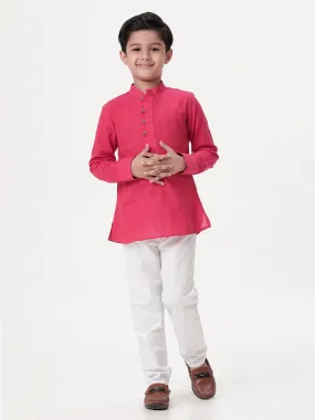 Boys Breeze Cotton Full Sleeves Dark Pink Kurta with Pyjama Pant Combo