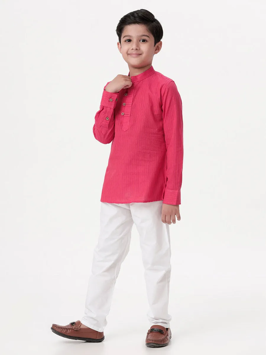 Boys Breeze Cotton Full Sleeves Dark Pink Kurta with Pyjama Pant Combo