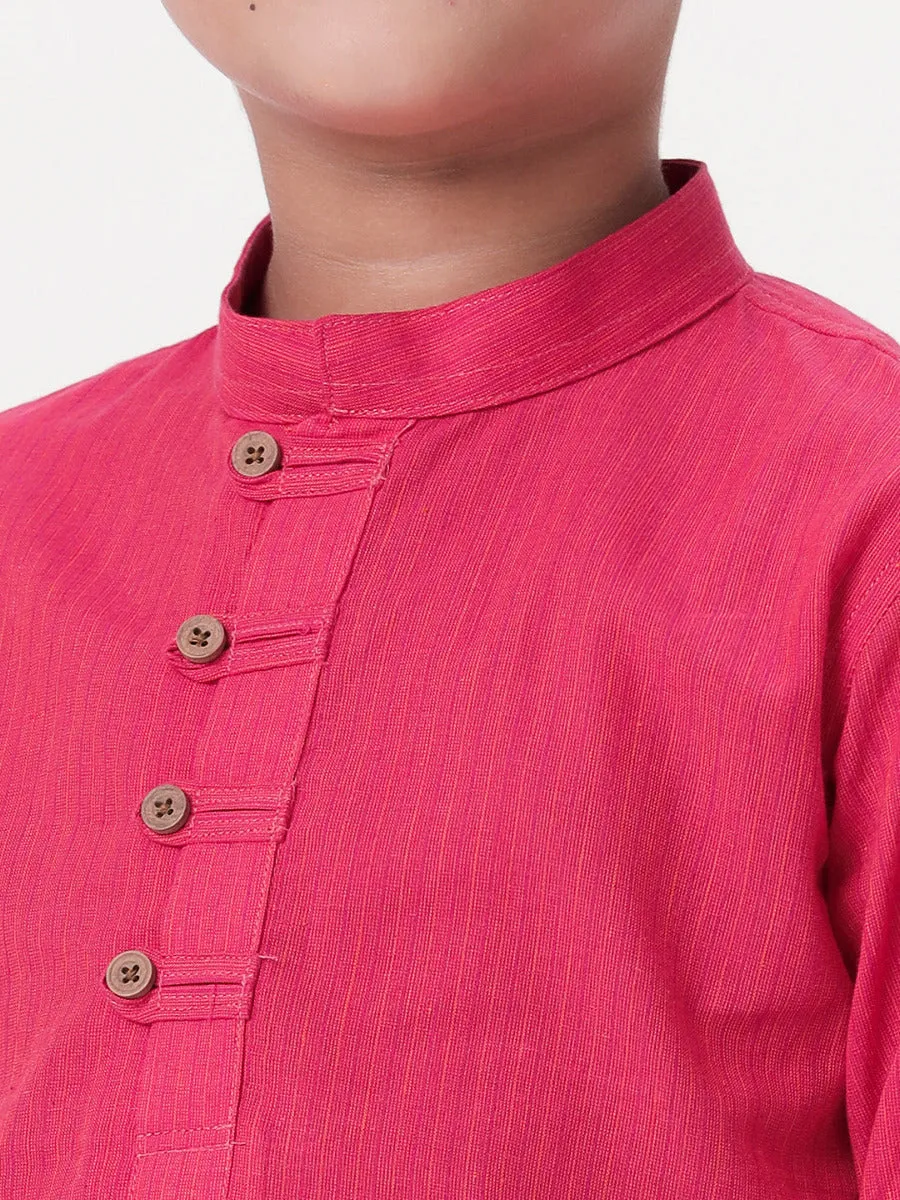 Boys Breeze Cotton Full Sleeves Dark Pink Kurta with Pyjama Pant Combo