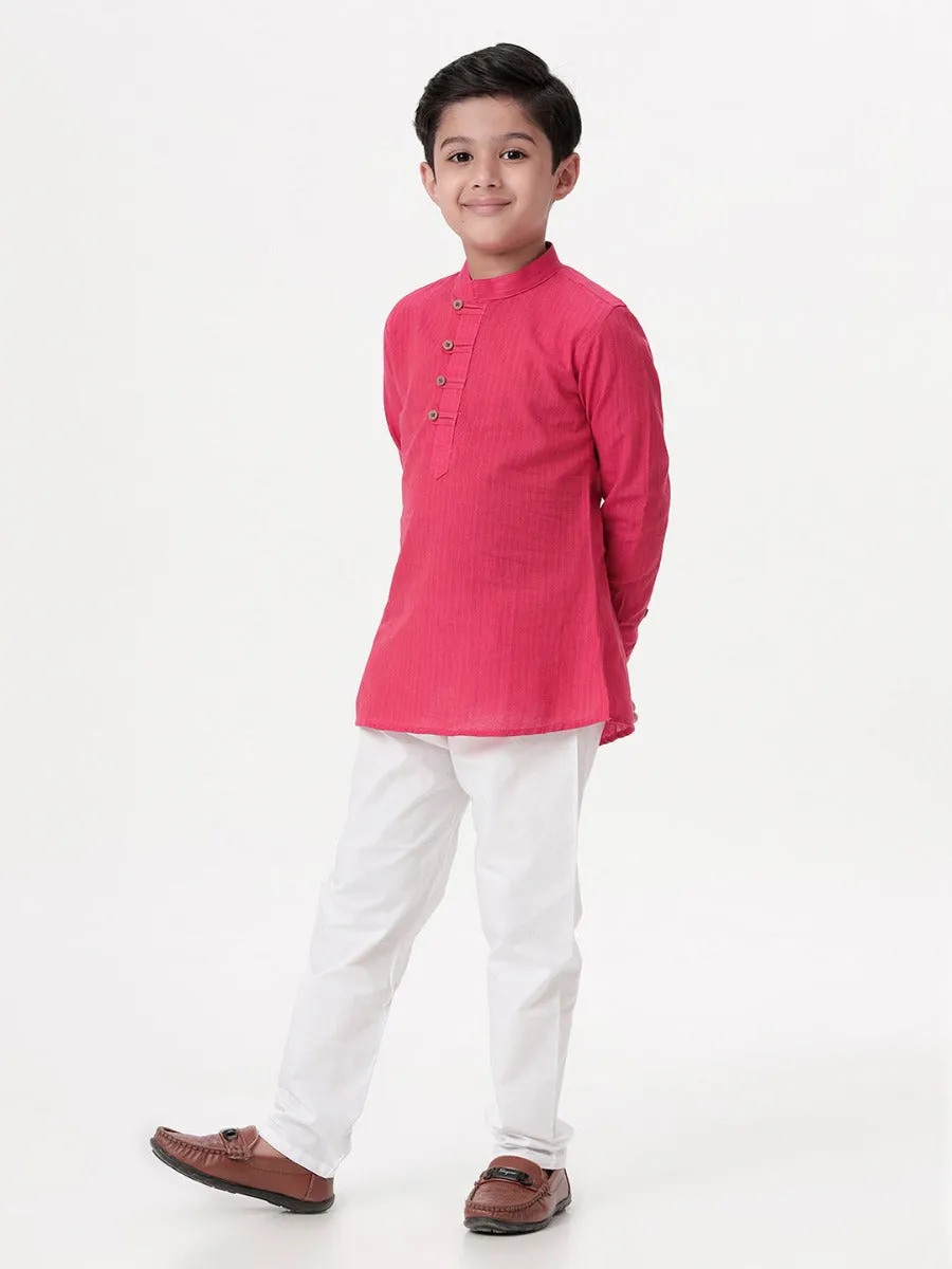 Boys Breeze Cotton Full Sleeves Dark Pink Kurta with Pyjama Pant Combo