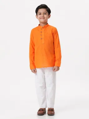 Boys Breeze Cotton Full Sleeves Orange Kurta with Pyjama Pant Combo