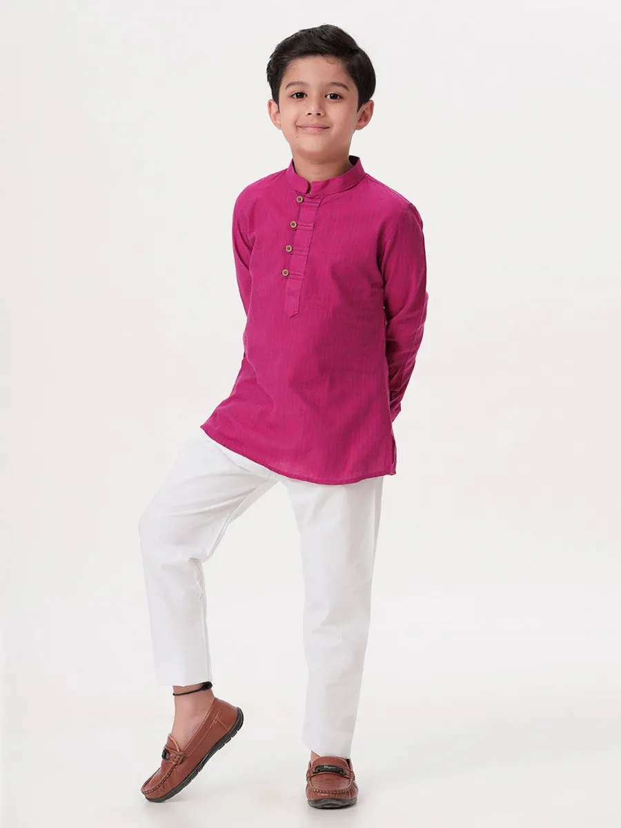 Boys Breeze Cotton Full Sleeves Purple Kurta with Pyjama Pant Combo